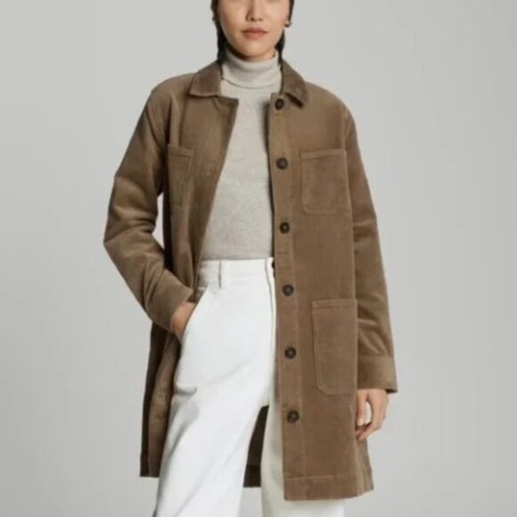 Everlane Brand The Corduroy Long Shirt Jacket Brown Size Small Shirtdress - Picture 3 of 8